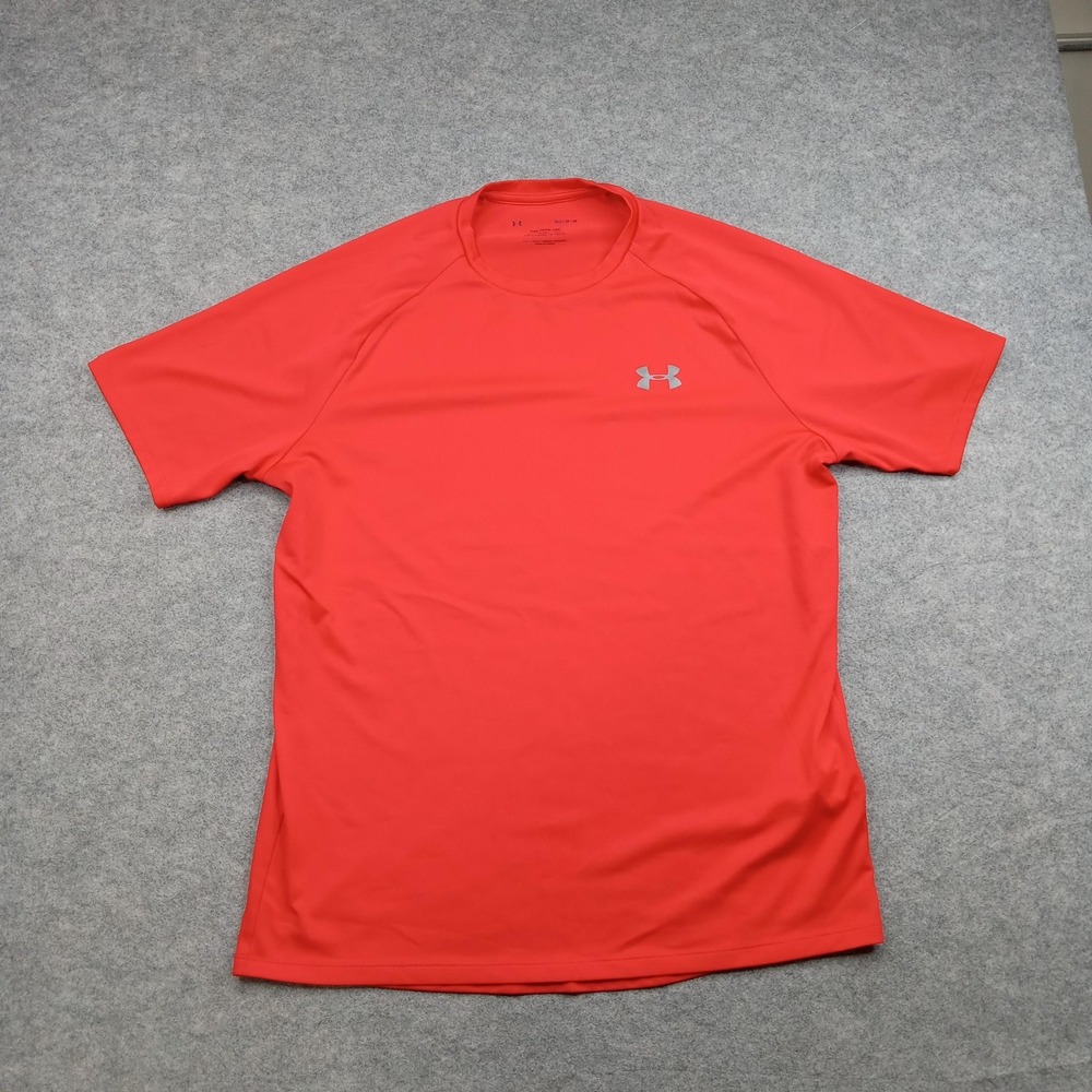 Under Armour Shirt Mens Medium Red Tech Tee Short Sleeve Athletic Performance
